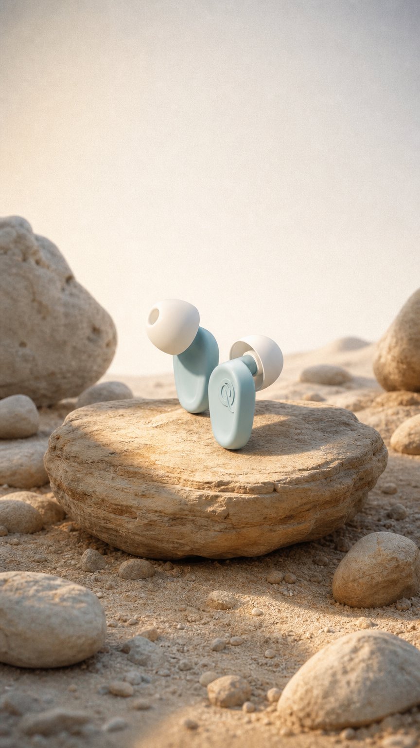 AI product shot of Sleep – Soft Silicone Earplugs for Sleeping & Snoring – Glacier