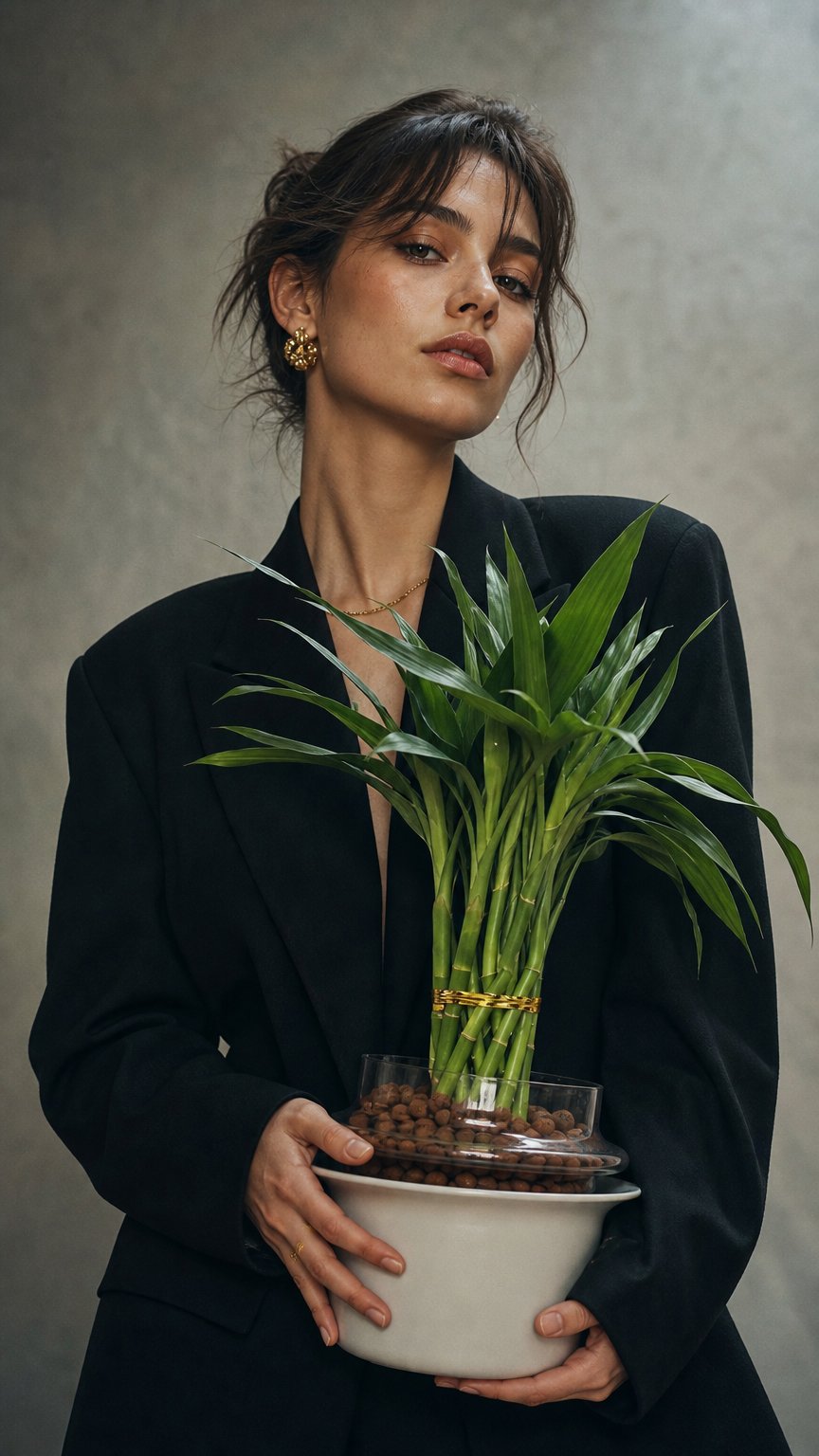 AI product shot of Lucky Bamboo in Terrace Vessel