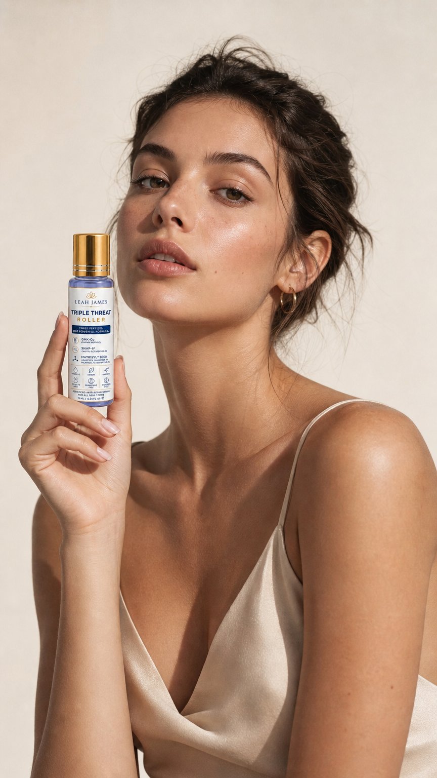 AI product shot of Triple Threat Peptide Serum Roller