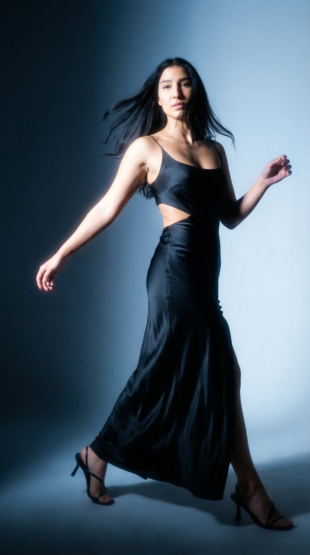 AI product shot of Jasmine Cut Out Maxi Dress- Black