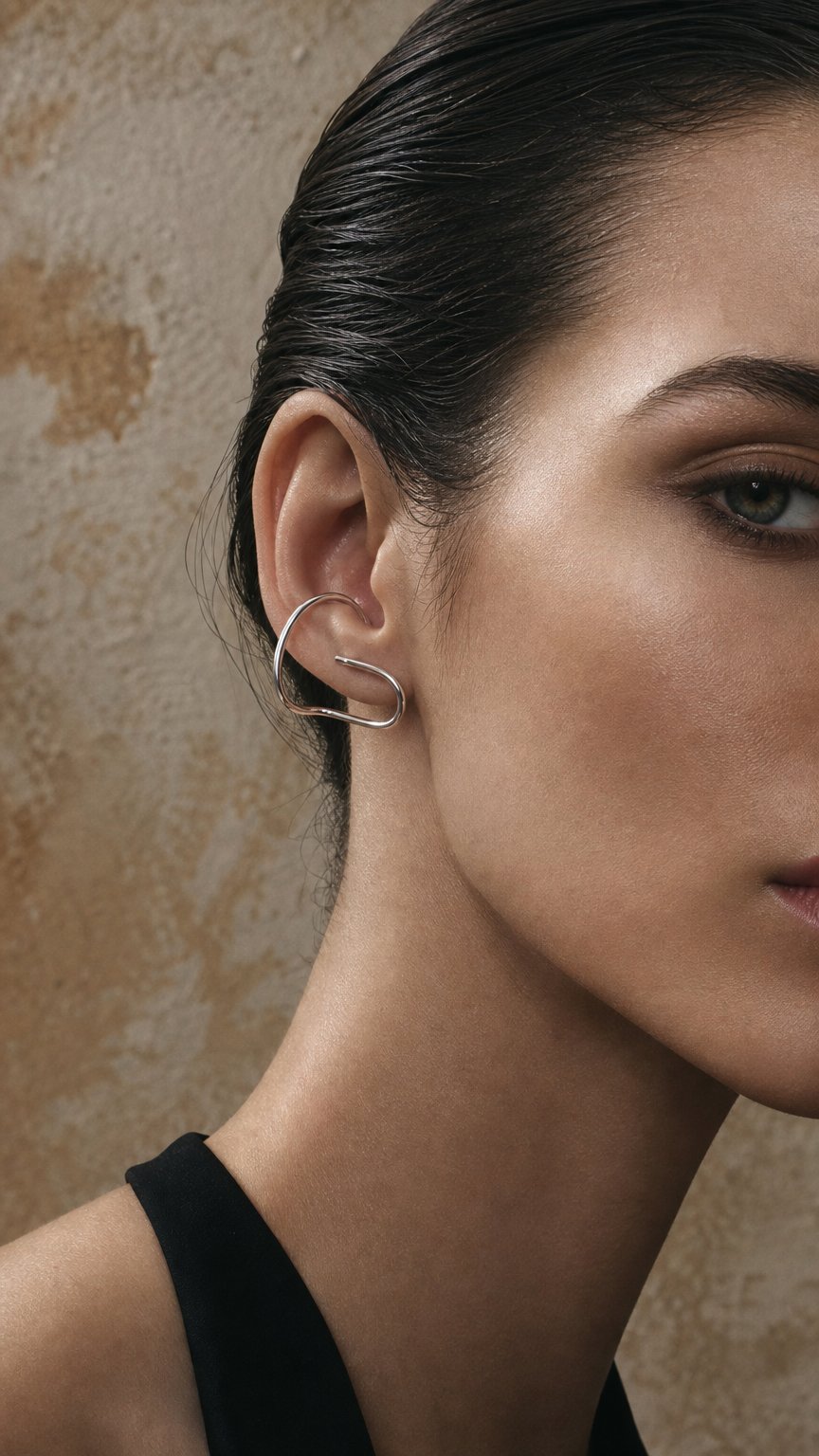 AI product shot of Arc ear cuffs earrings
