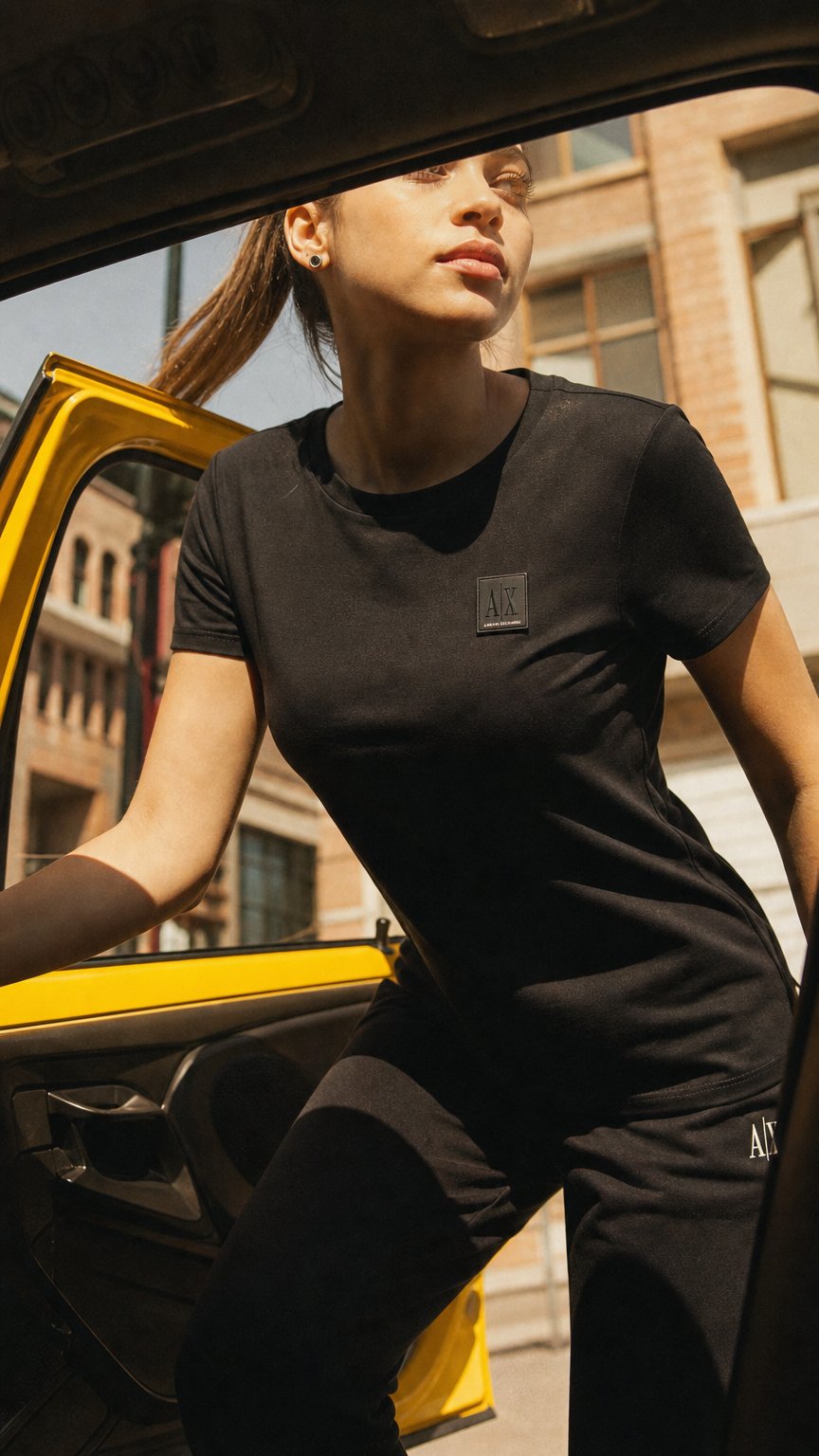 AI product shot of Armani Exchange Schwarzes Baumwoll-T-Shirt