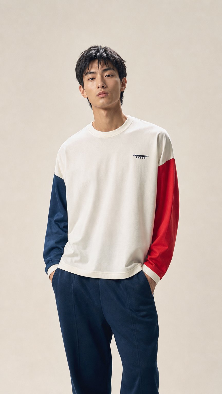 AI product shot of CONTRAST CROP LONG SLEEVE TEE - MULTI