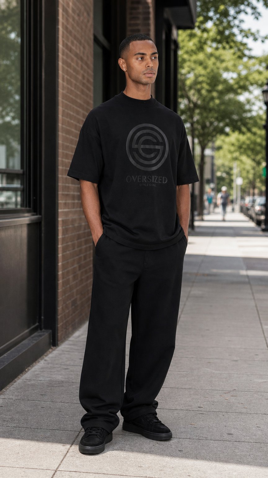 AI product shot of T-shirt col montant monogram OSC floqué