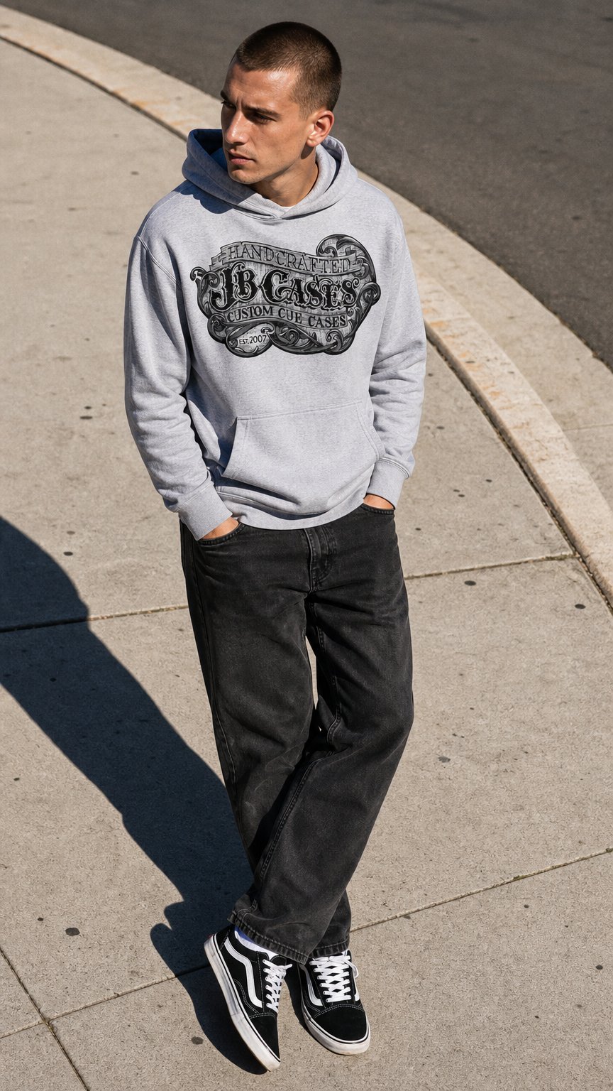 AI product shot of JB Cases Hoodie- light blue