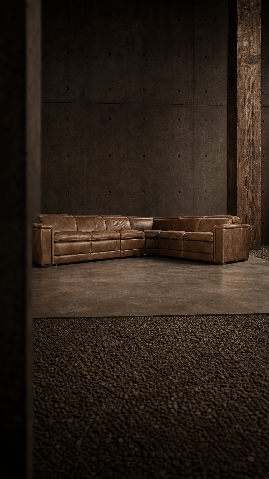 AI product shot of Lioni Leather Power Motion Sectional
