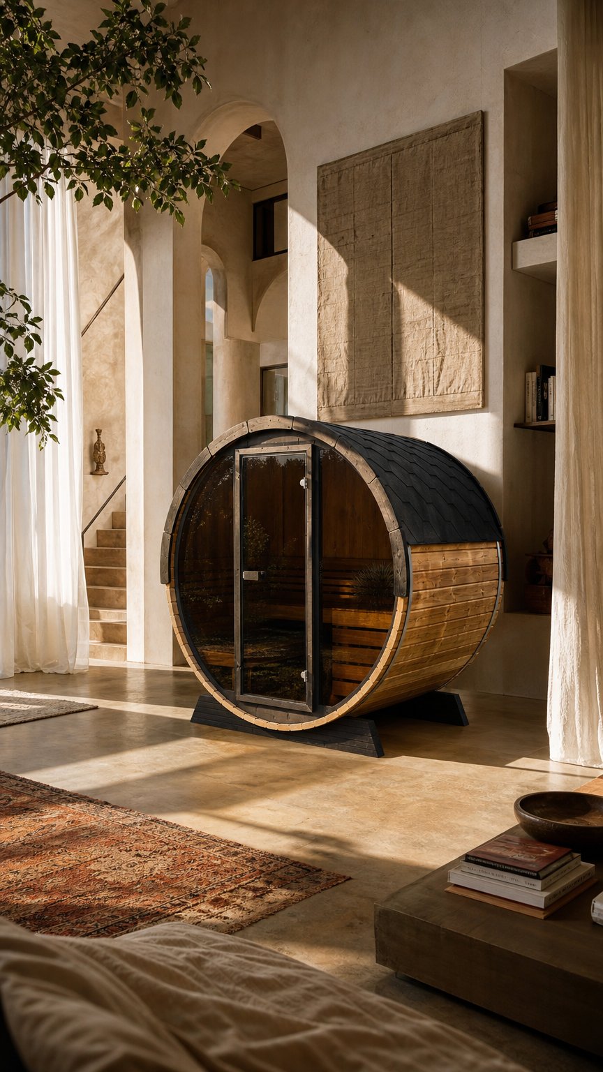 AI product shot of 4 Person Barrel Sauna - EE6G