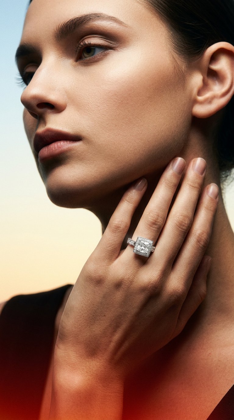 AI product shot of Princess Cut Diamond Ring – Platinum 950