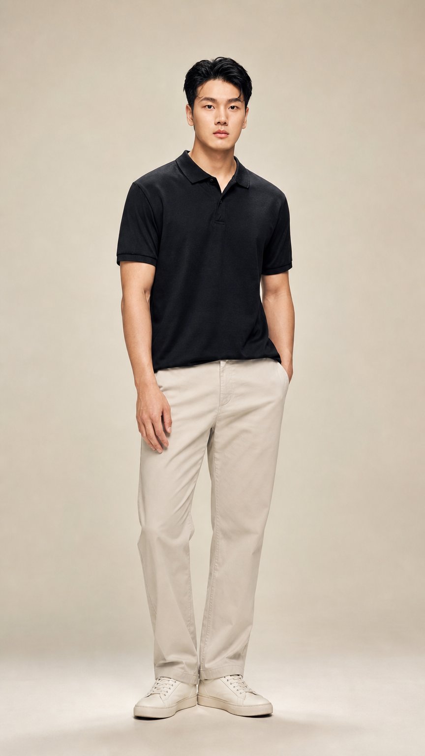 AI product shot of 男裝全棉絲光短袖polo衫