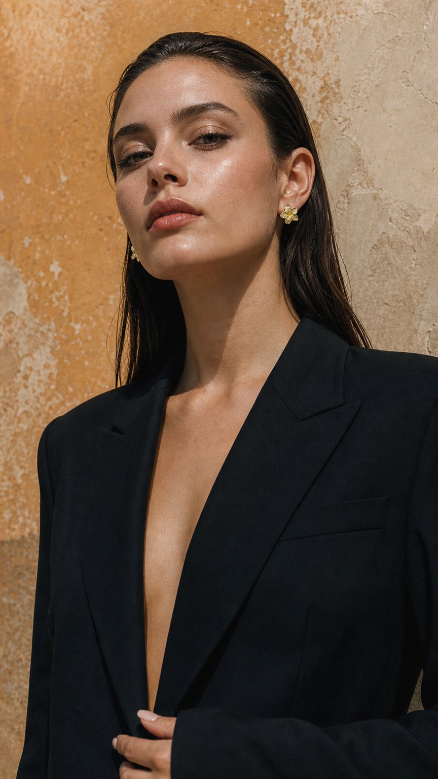 AI product shot of 10k Gold Hibiscus Earrings (Small)