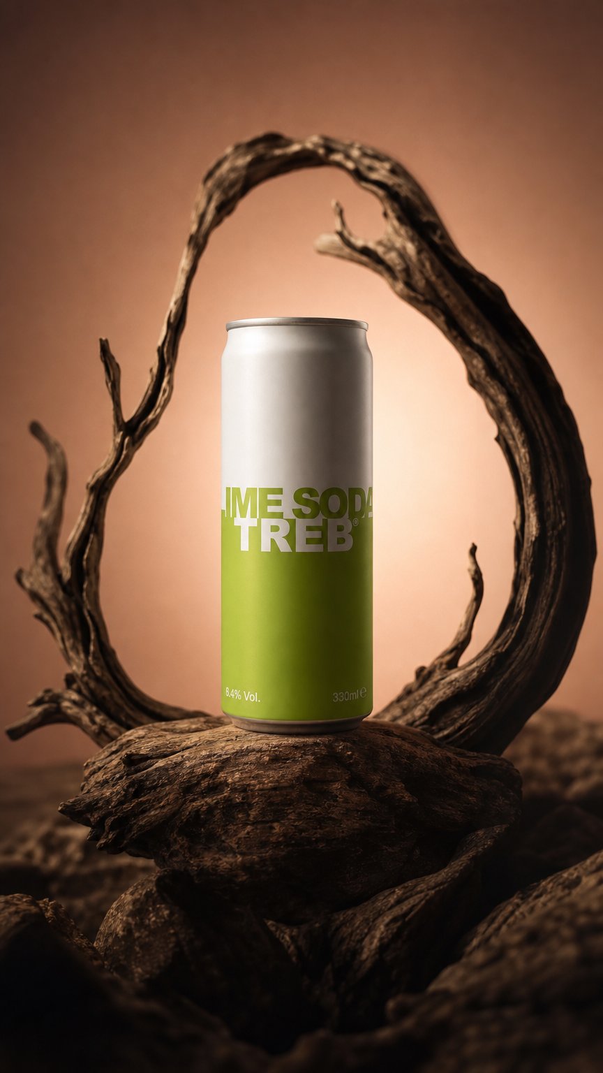 AI product shot of LIME SODA TREB