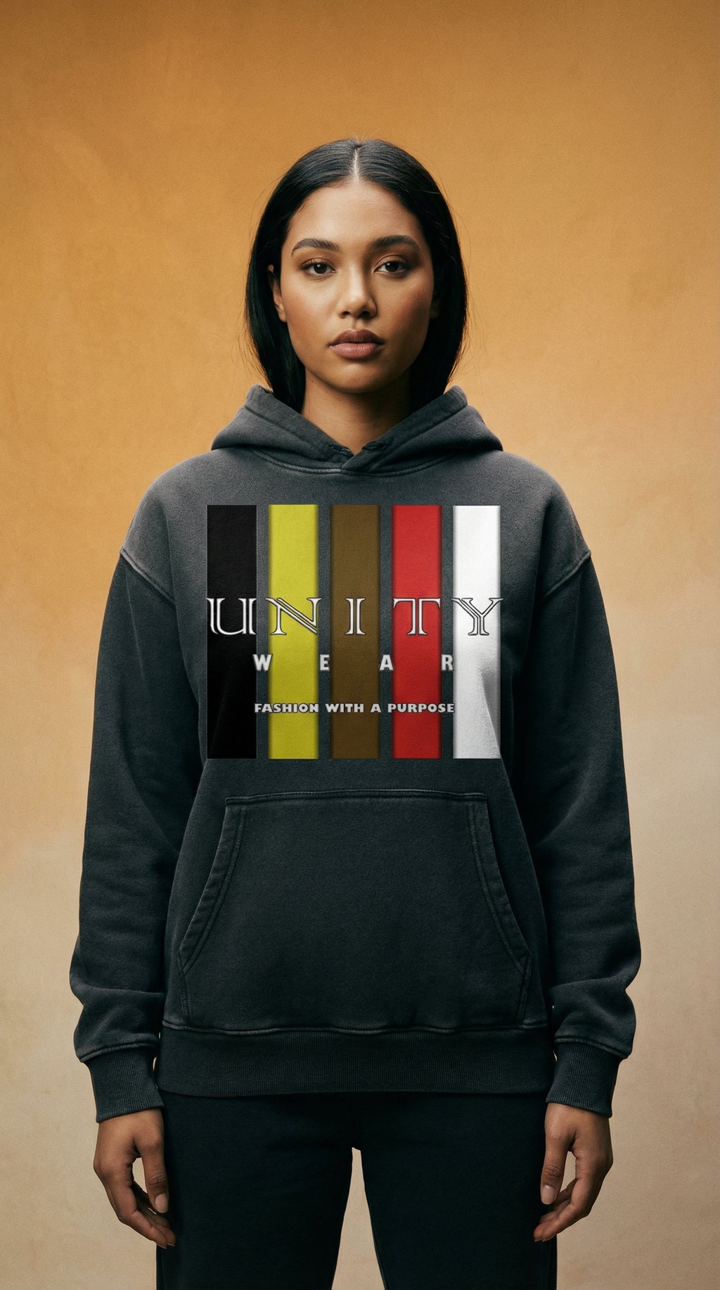 AI product shot of Unity Stripes Snow Wash Fleece Oversized Hoodie