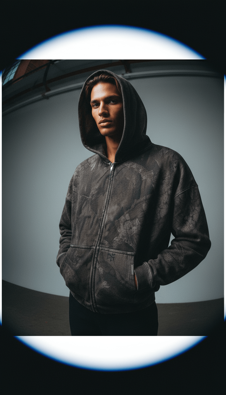 AI product shot of Initial Overdye Realtree® Boxy Zip Through Hoodie
