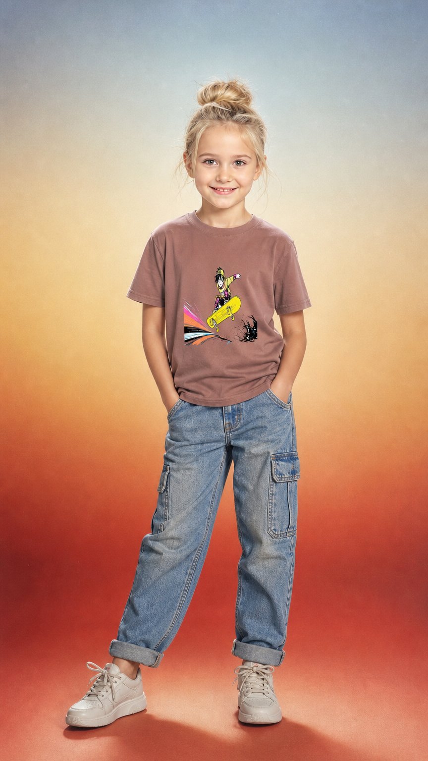 AI product shot of Cool Skateboard Anime T-Shirt, Manga Street Style Character, Ride Your Own Wave