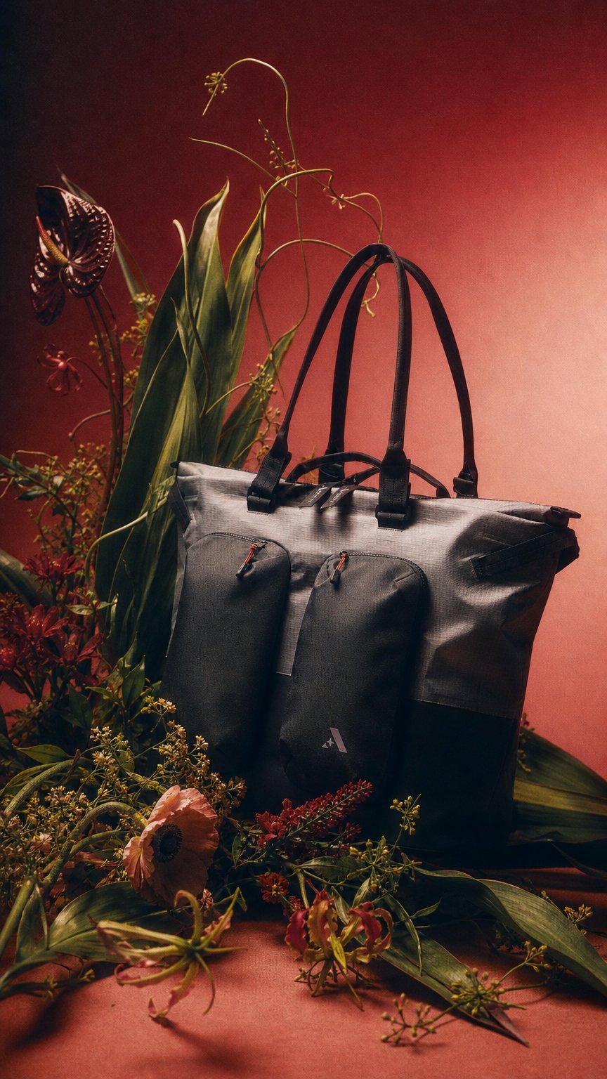 AI product shot of Solstice Tote 40L
