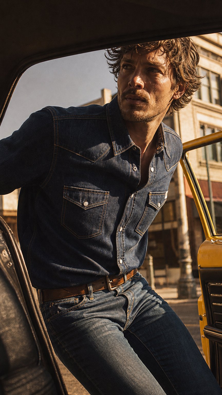 AI product shot of FR Denim Snap Shirt