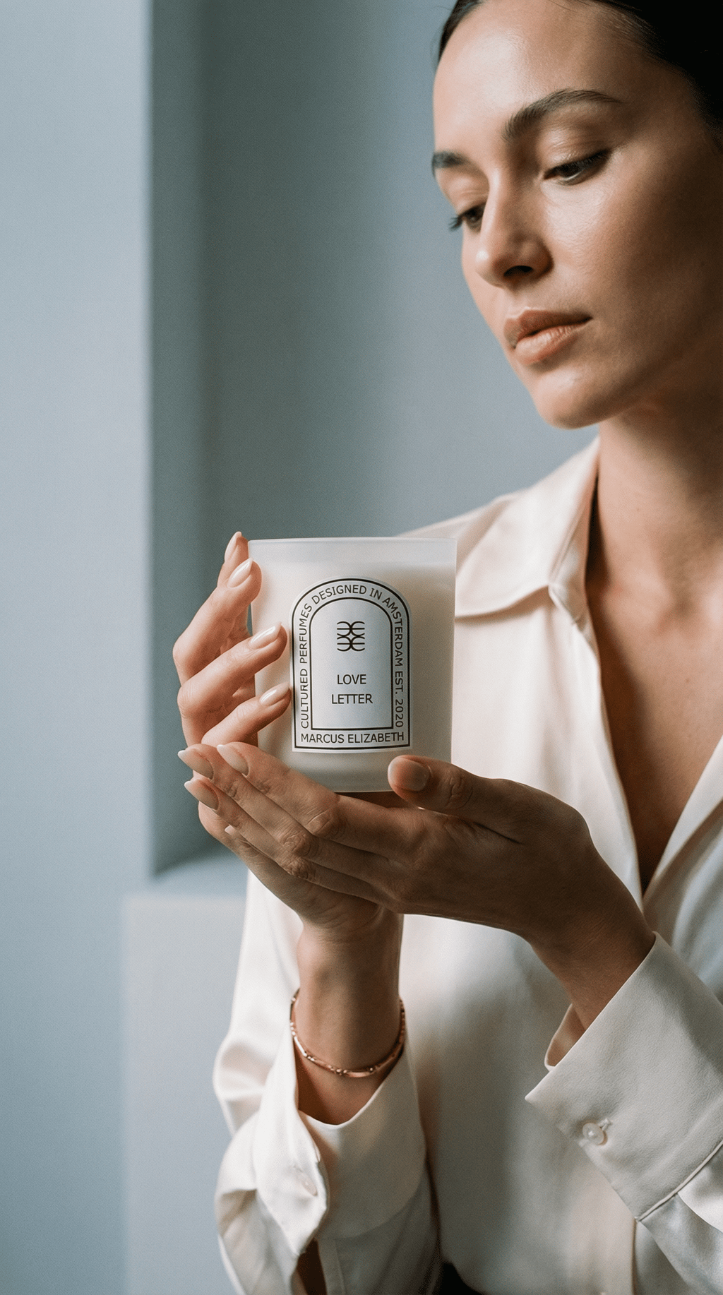 AI product shot of Love Letter Perfume Candle