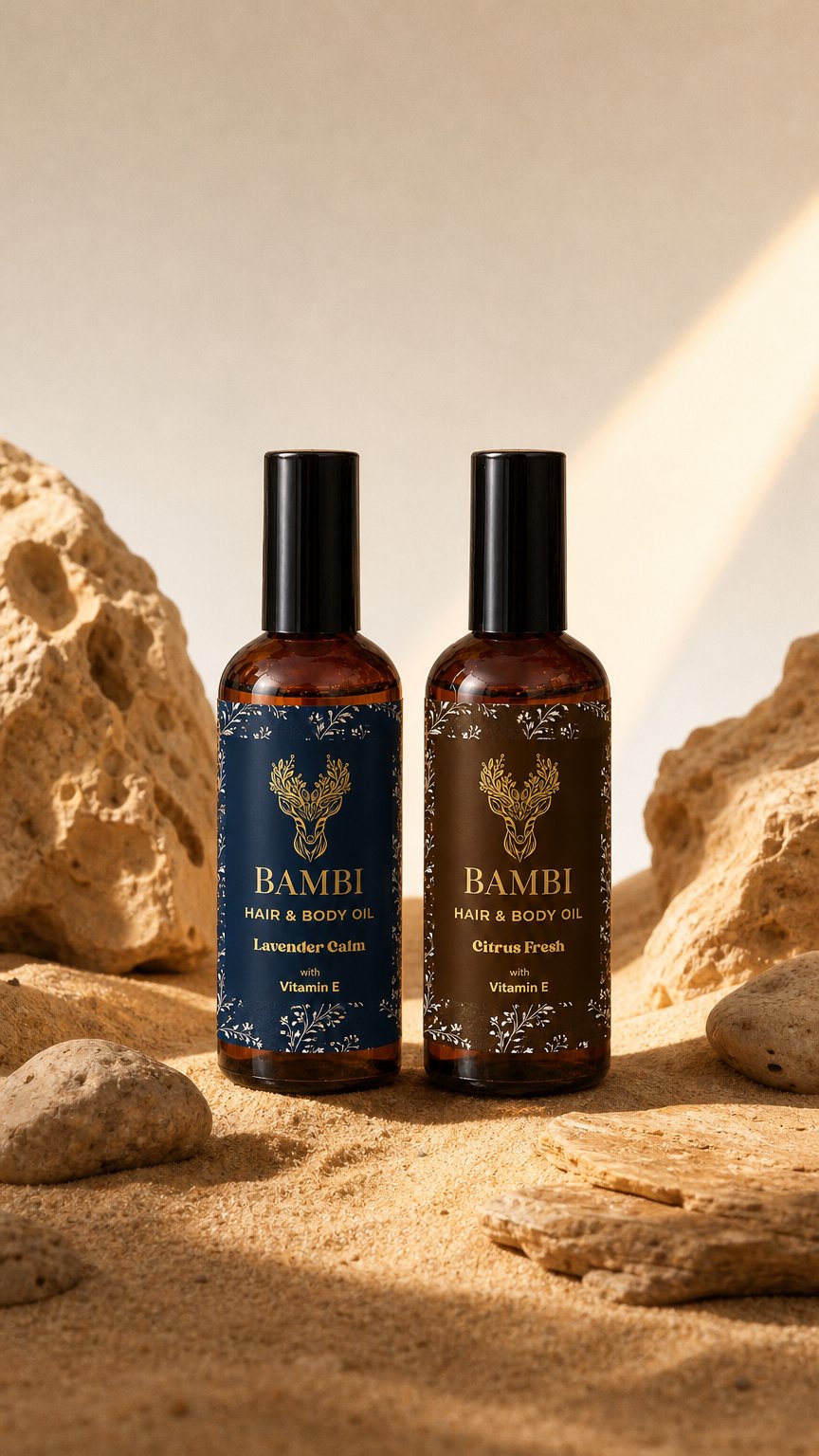 AI product shot of Bambi Hair & Body Oil