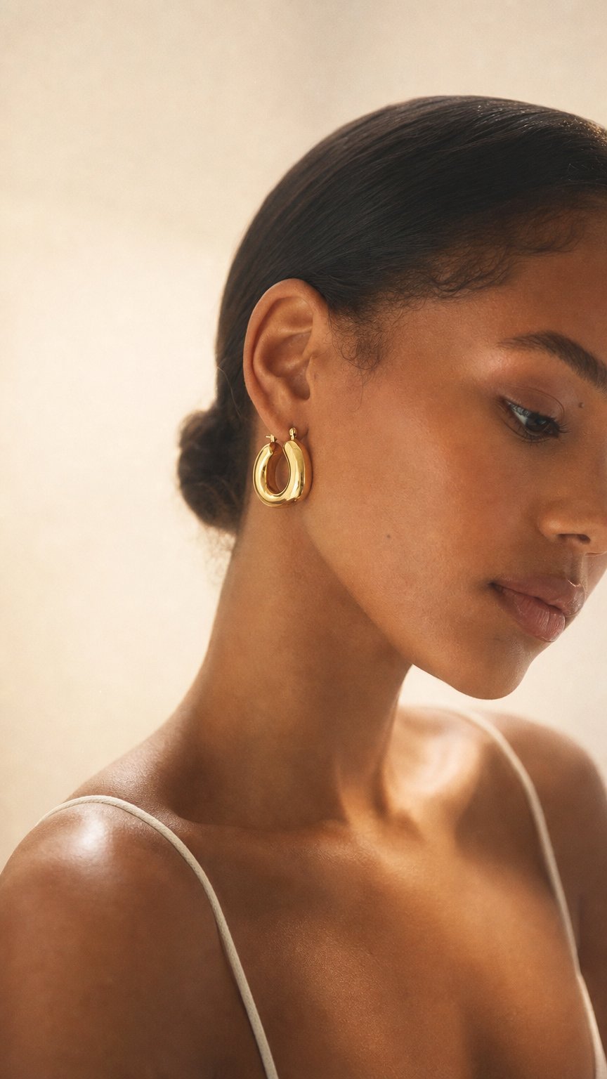 AI product shot of Maya Square Hoop Earrings