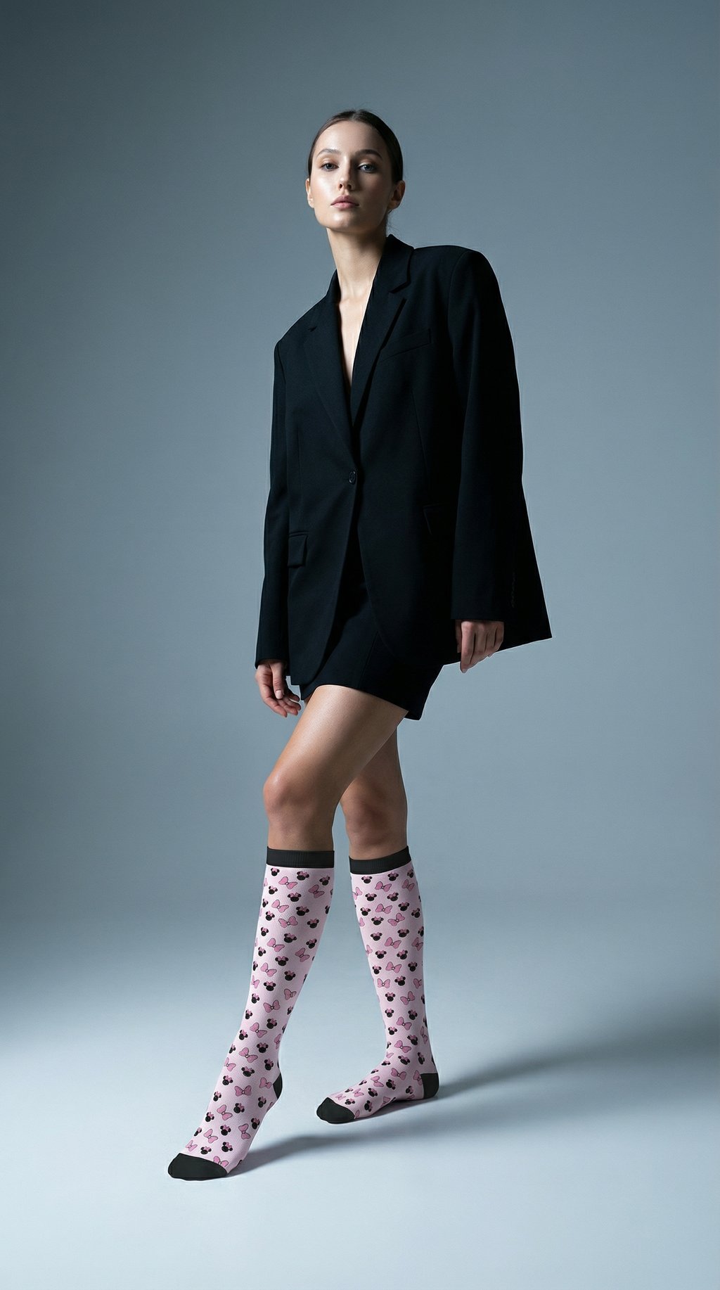 AI product shot of Butterfly Pink Diabetic Socks Long