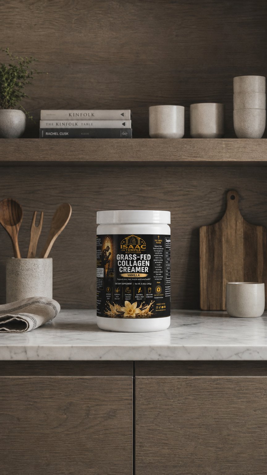 AI product shot of Grass-Fed Collagen Creamer (Vanilla)