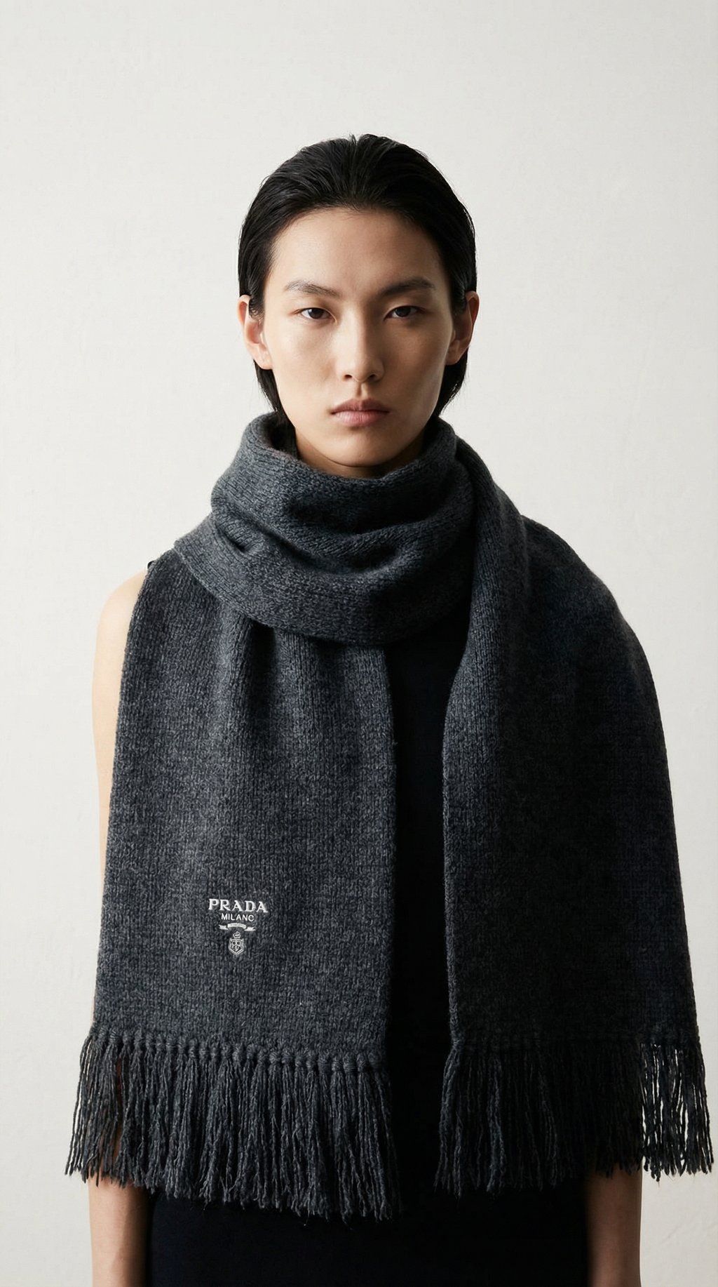 AI product shot of Prada Gray Cashmere Scarf
