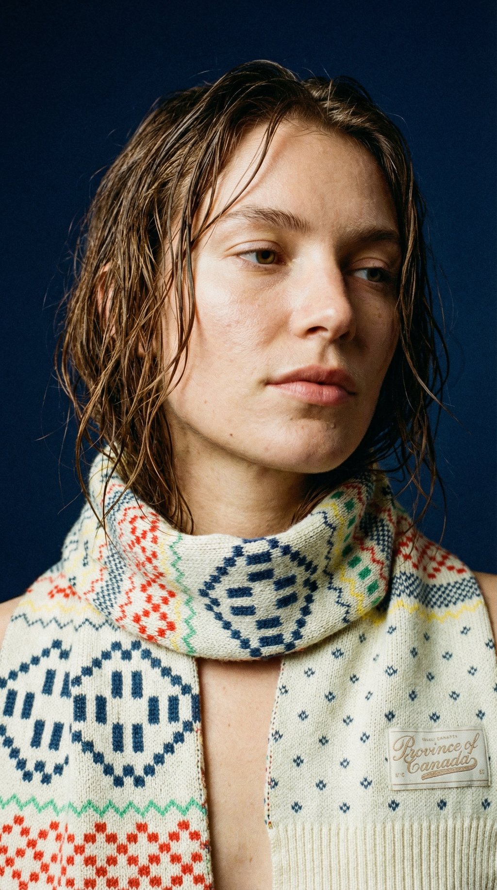 AI product shot of Fair Isle Cotton Knit Scarf