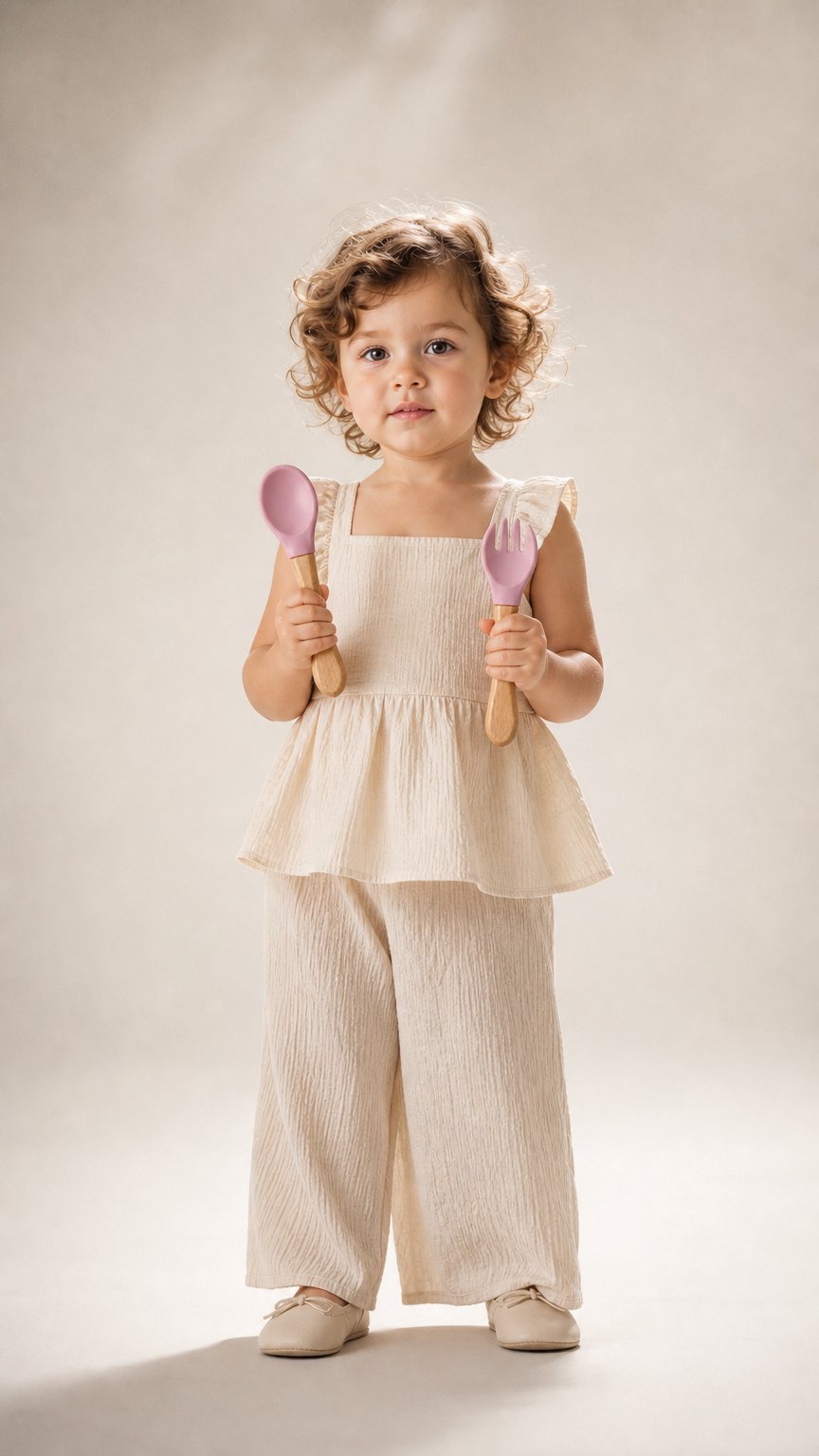 AI product shot of Silicone Spoon & Fork Set for Toddlers