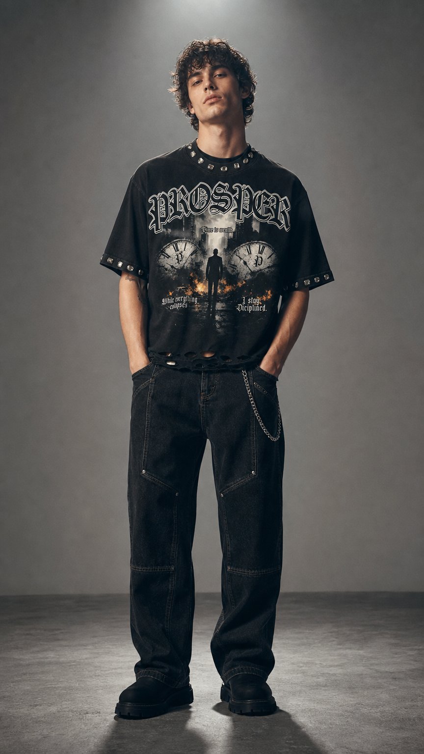 AI product shot of "CHARCOAL" TEE