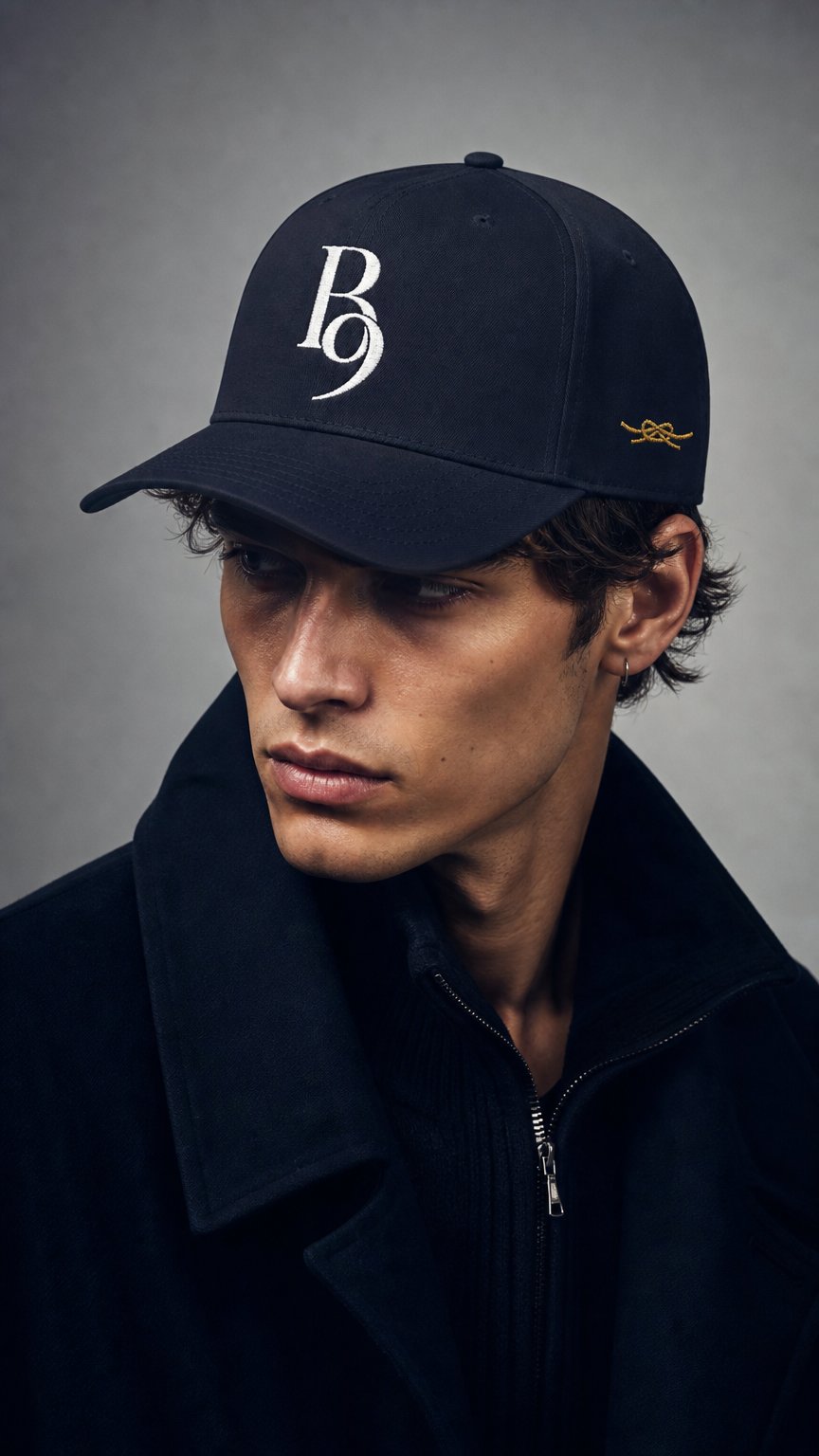 AI product shot of B9 - Black Snapback