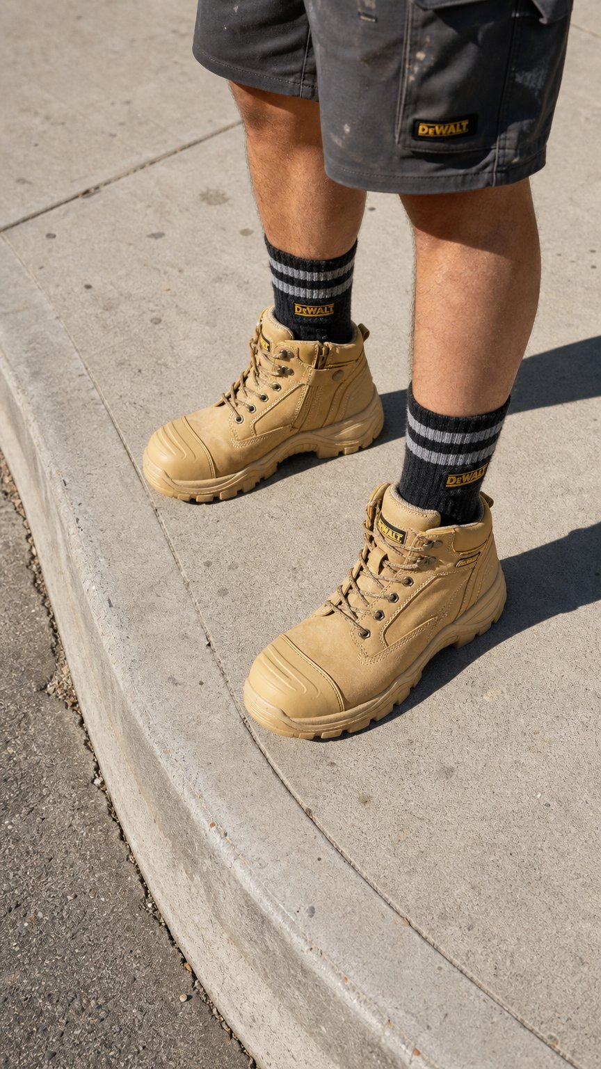 AI product shot of DeWALT Men's Wheat Akron Stud Safety Work Boots - UK Size 8