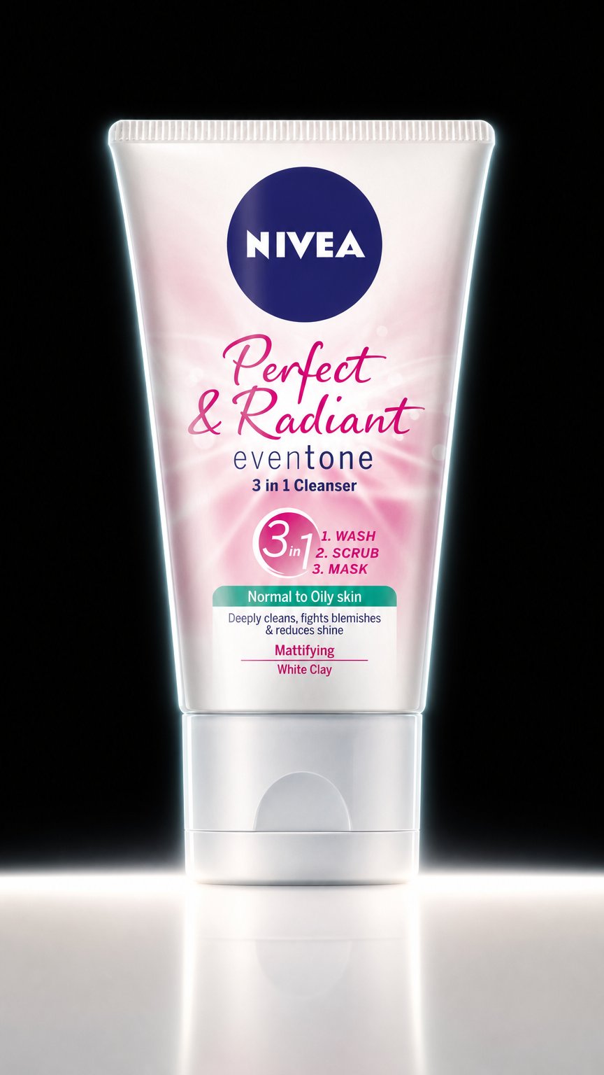 AI product shot of NIVEA Perfect & Radiant 3 in 1 Cleanser