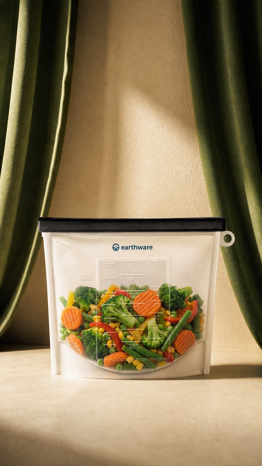 AI product shot of No-Tox Reusable Silicone Food Storage Bag - Large