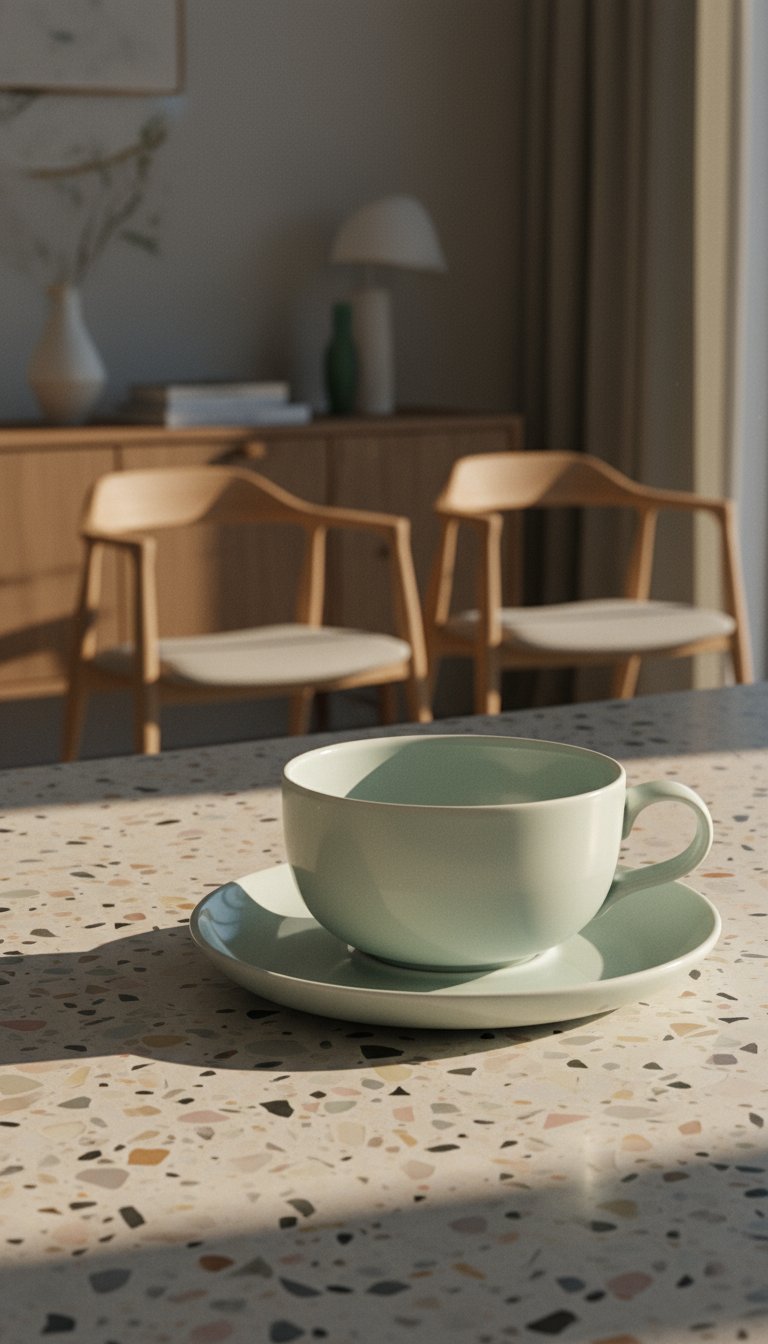 AI product shot of Charlotte Coffee / Tea Cup and Saucer Set