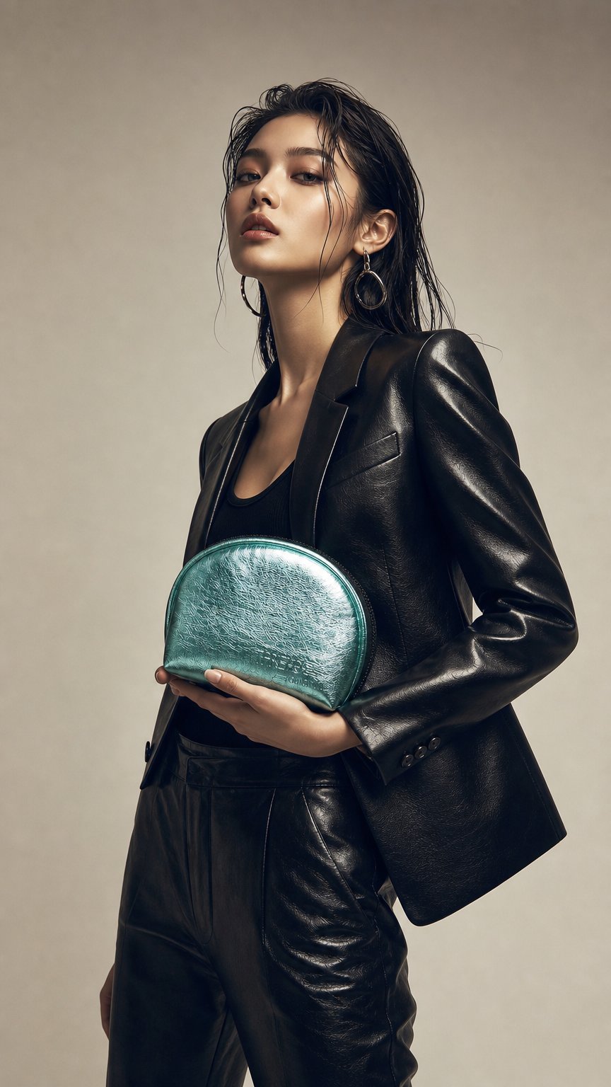 AI product shot of Luna LED Makeup Bag - Mint