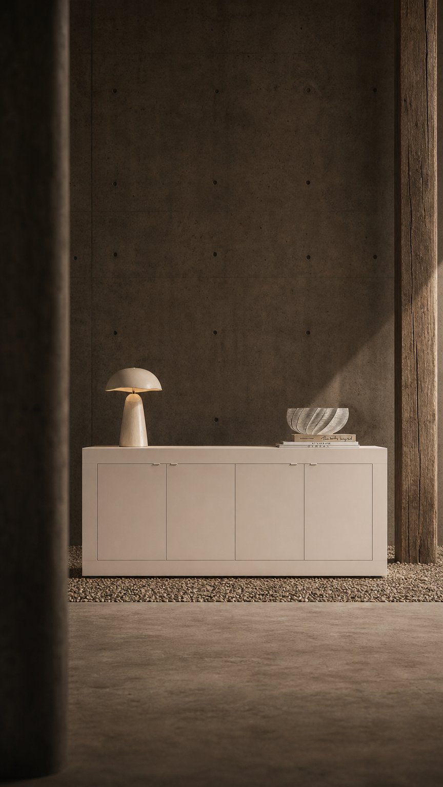 AI product shot of Urbino Sideboard, Four Door - Cashmere Taupe Finish