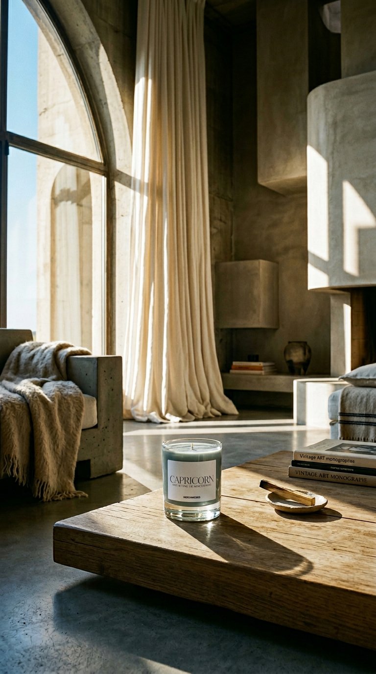 AI product shot of CAPRICORN CANDLE