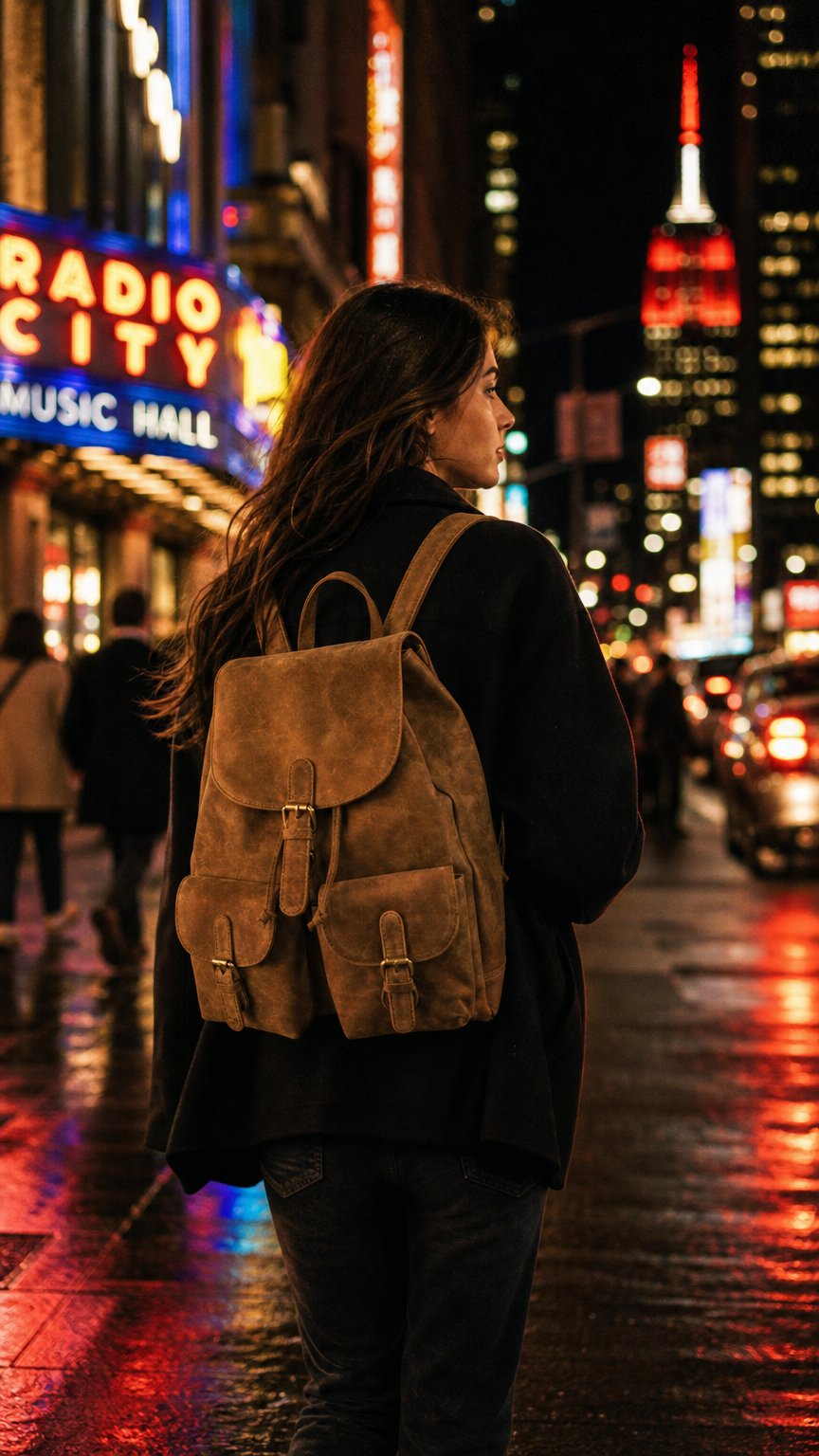 AI product shot of Großer Überschlag Rucksack - Büffel Vintage Hunter Leder