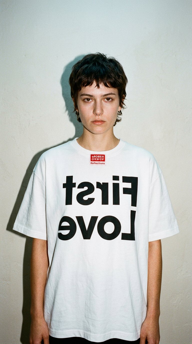 AI product shot of First Love - Unisex Boxy T-shirt