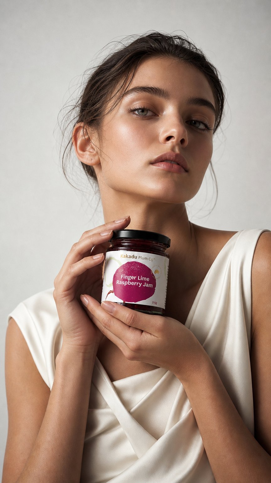 AI product shot of Finger Lime Raspberry Jam