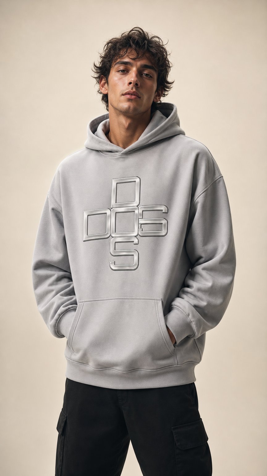 AI product shot of Don't Overthink White Hoodie