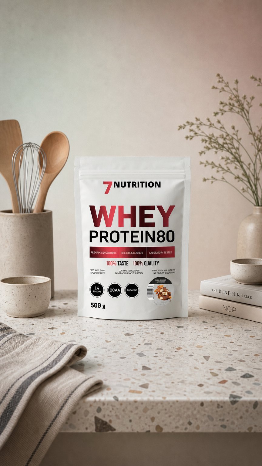 AI product shot of 7Nutrition Whey Protein 80 500g