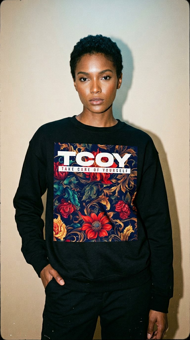 AI product shot of Floral TCOY Sweatshirt