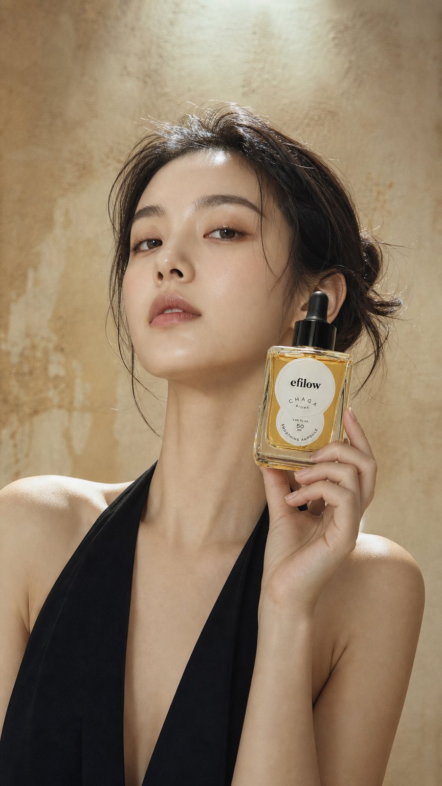 AI product shot of 차가버섯 바이옴 모공 앰플