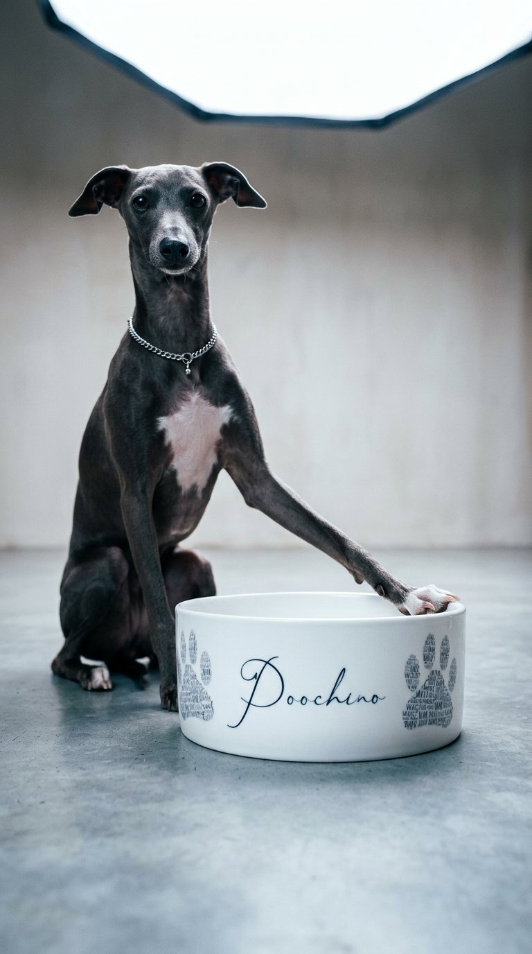 AI product shot of Personalized Word-Paw Print Pet Bowl