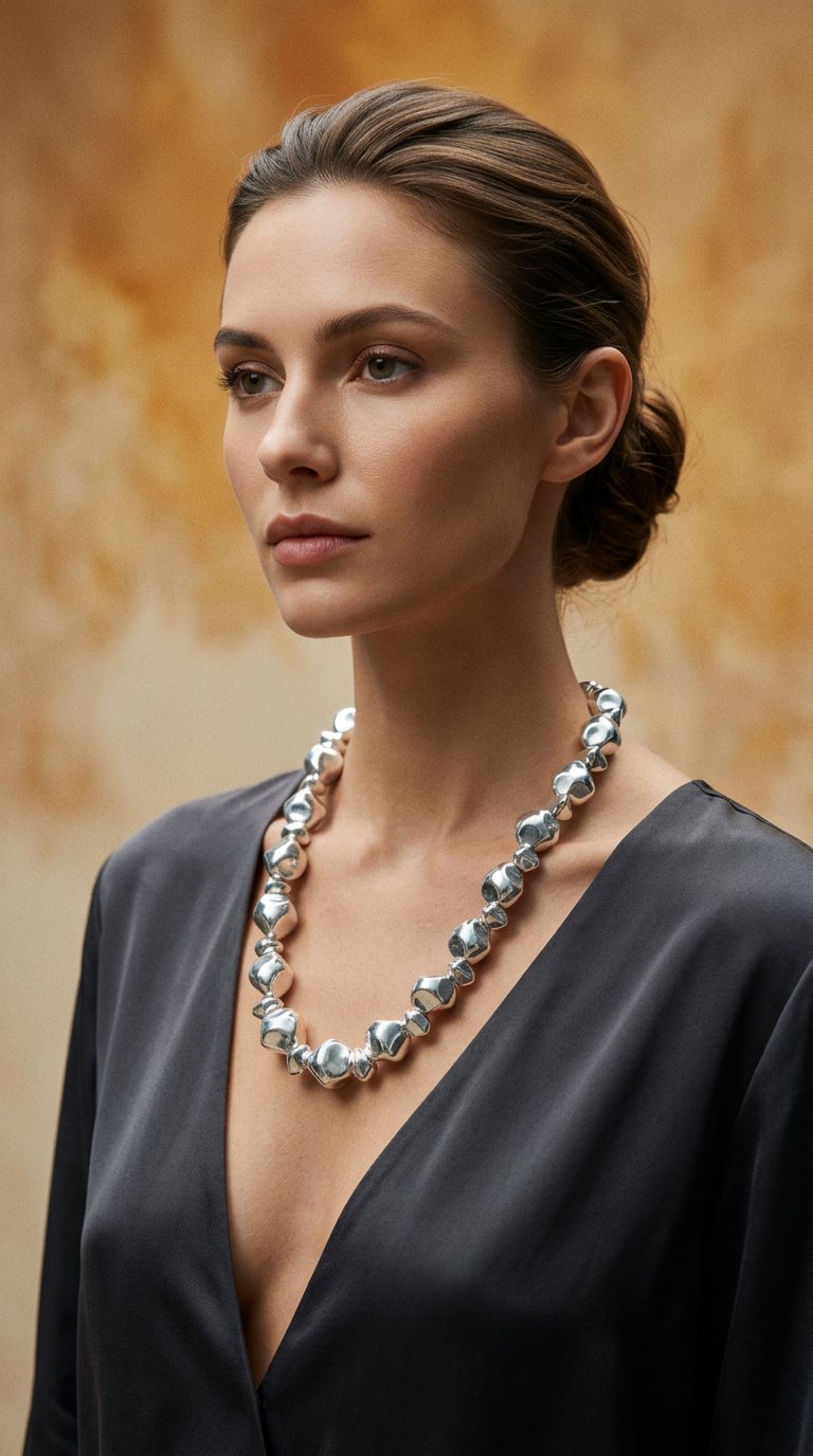 AI product shot of FEDERICA TOSI Lace Mix Stone Silver