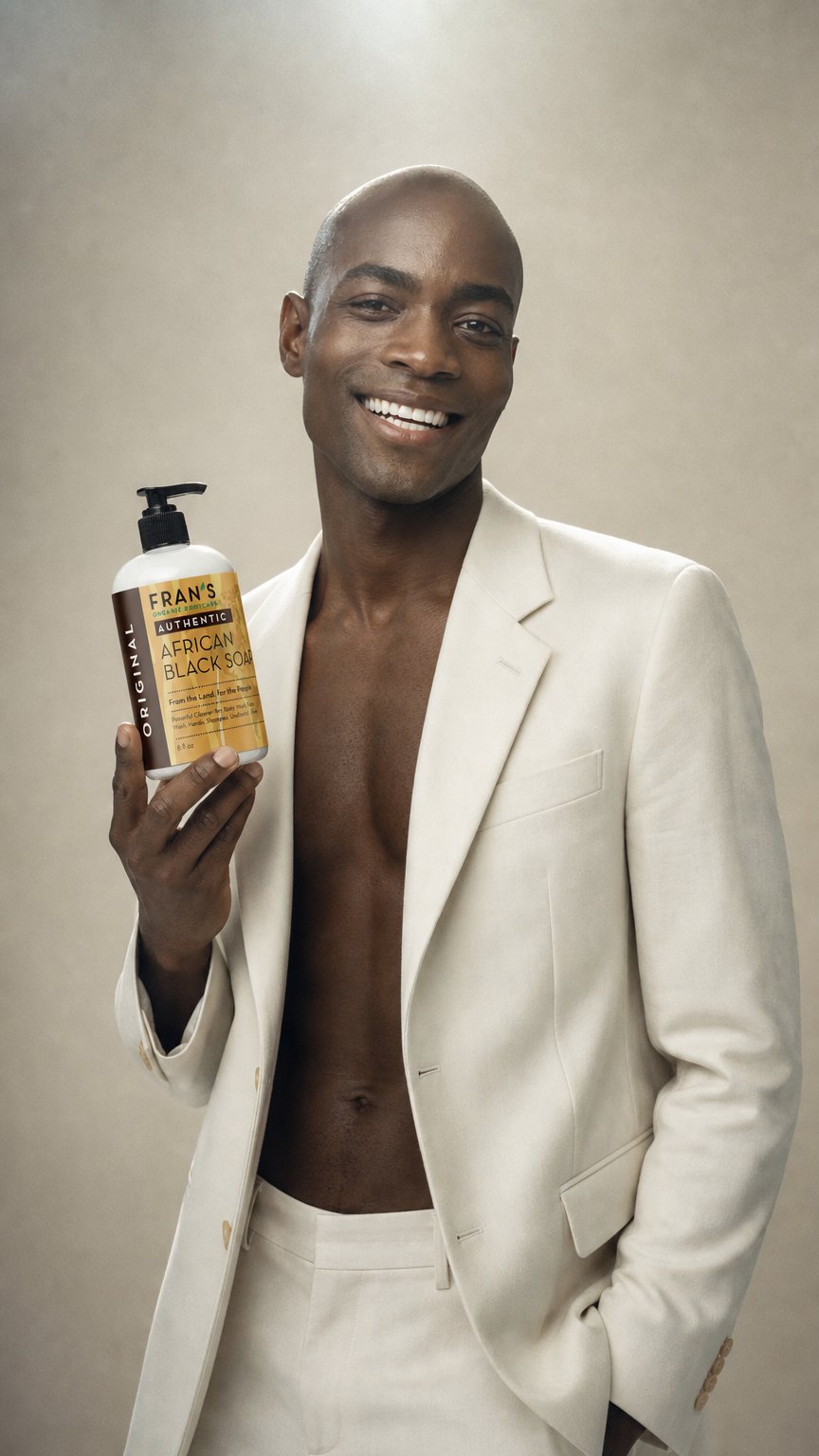 AI product shot of Liquid African Black Soap