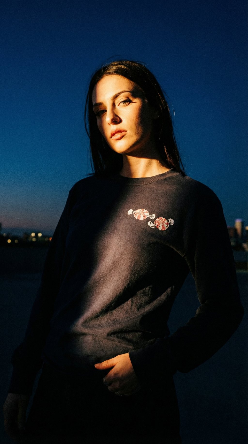AI product shot of White Stripes Peppermint Candy Tee
