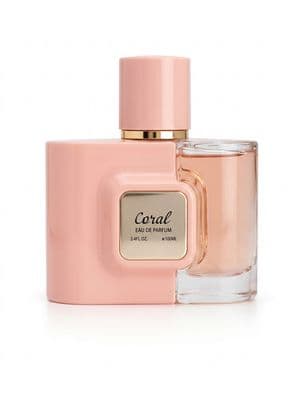 a bottle of perfume sitting on top of a white surface