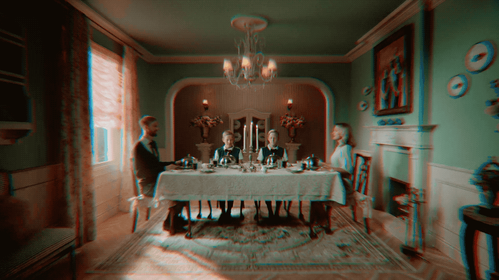 a group of people sitting at a table in a room